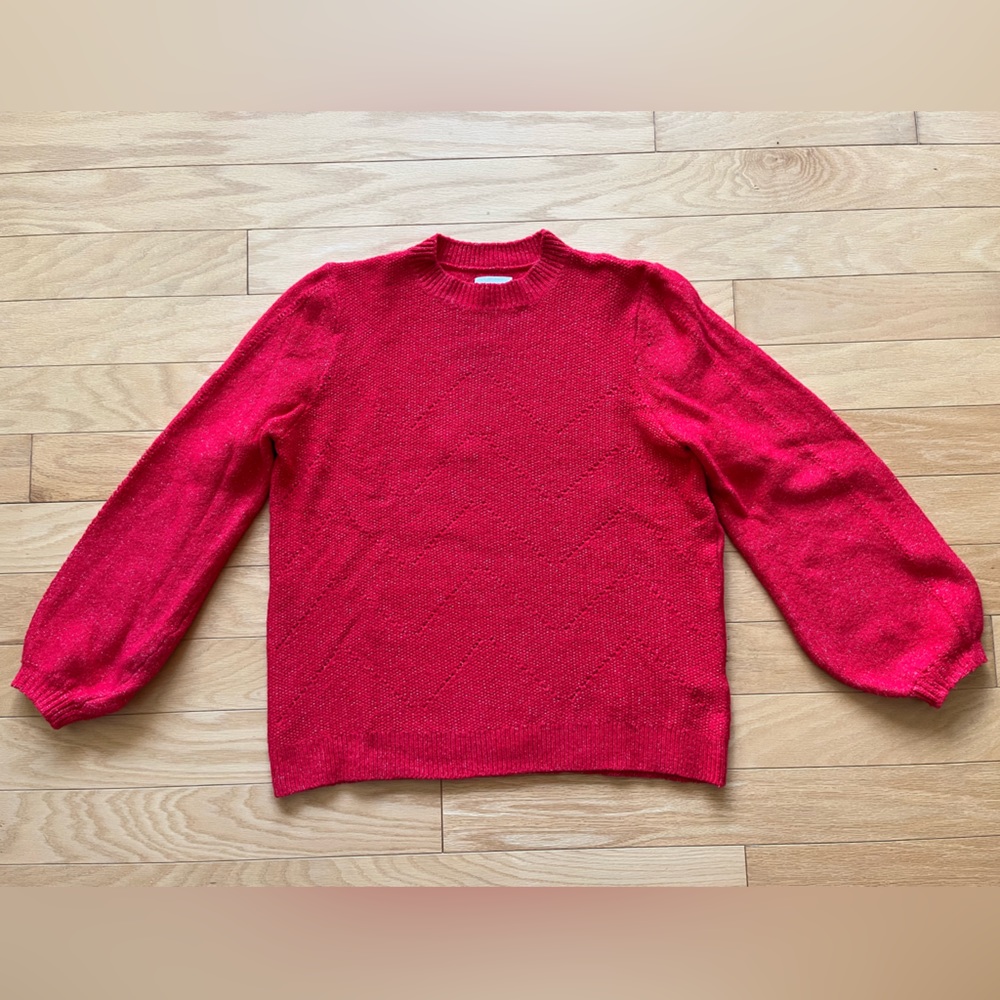 LUCKY BRAND Balloon Sleeve Red Pullover Sweater - Size XL
